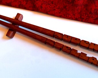 Name Chopsticks in Purpleheart Wood, Personalized, Custom Carved to Order