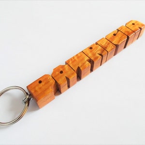 Narra Wood Name Keychain, Custom Carved to Order