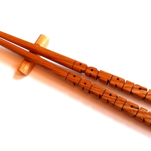 White Oak Wood Name Chopsticks, Custom Personalized, Carved to Order