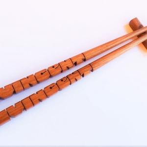 Light Walnut Wood Name Chopsticks, Personalized, Custom Carved to Order