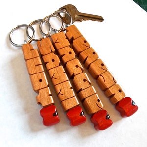 Teacher's Apple Name Keychain in Cherry Wood, Custom Carved to Order image 3