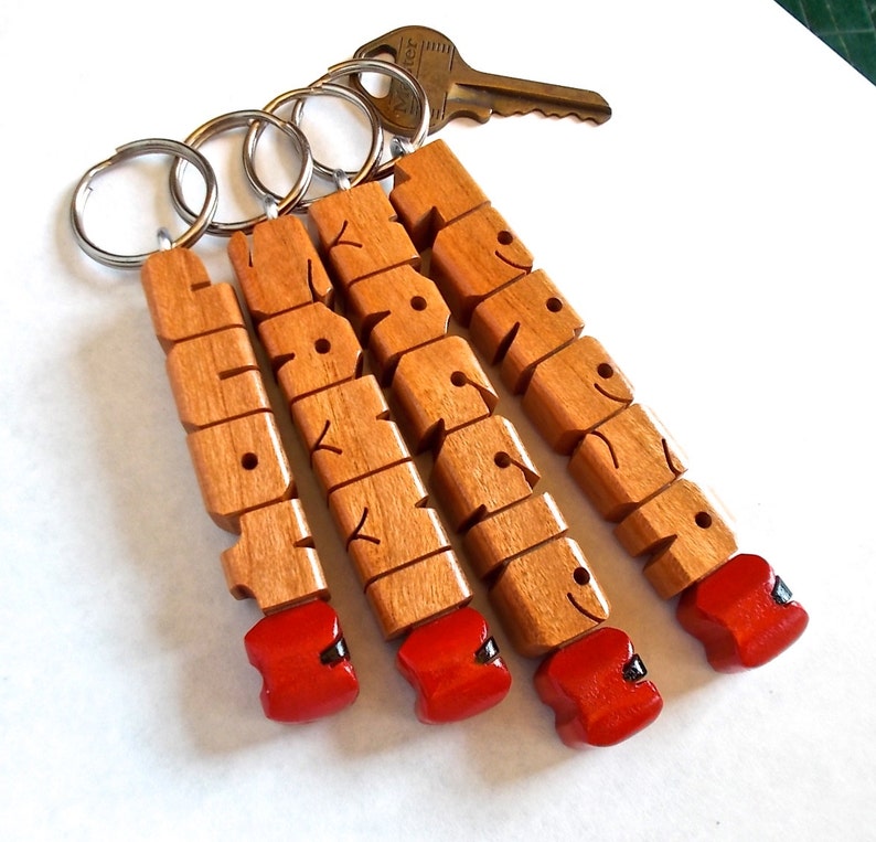 Teacher's Apple Name Keychain in Cherry Wood, Custom Carved to Order image 3