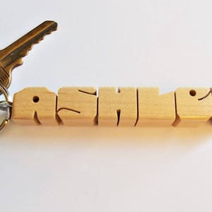 Custom Maple Wood Name Keychain, Carved to Order image 6