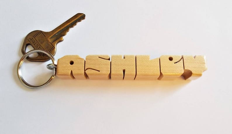 Custom Maple Wood Name Keychain, Carved to Order image 6