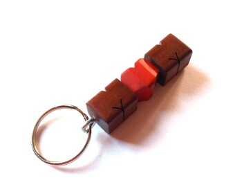 MOM Walnut Wood Keychain, Ready-Made