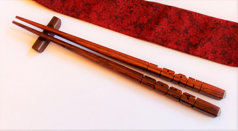 Name Chopsticks in Cocobolo Rosewood, Personalized , Custom Carved to Order image 3