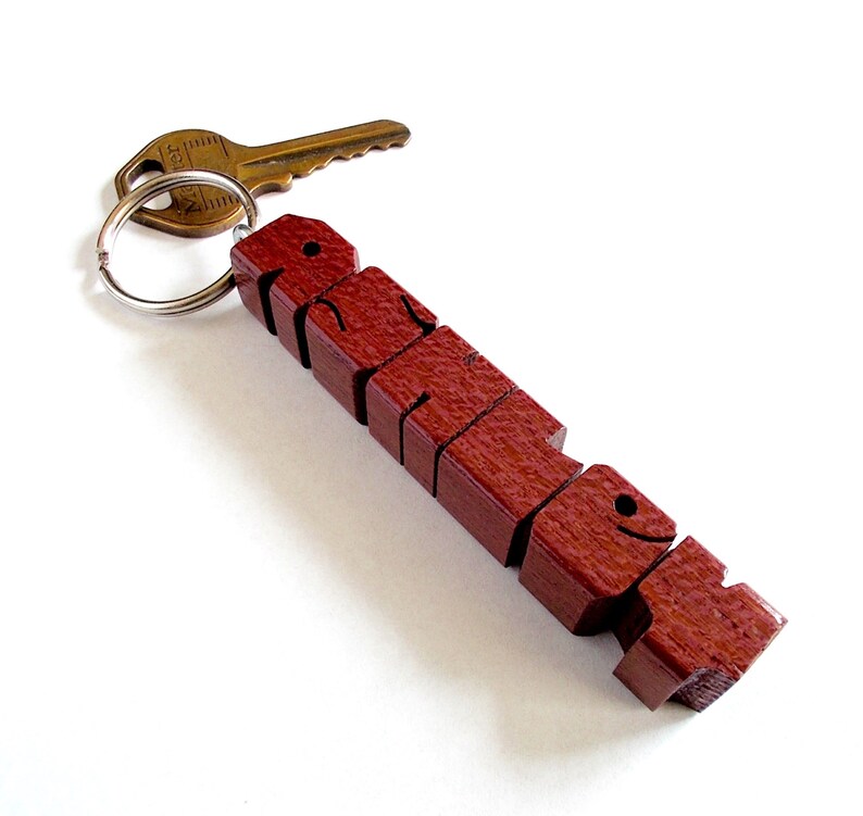 Custom Purpleheart Wood Name Keychain, Carved to Order image 5