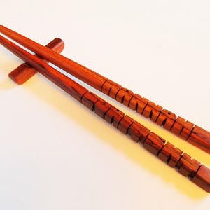 Name Chopsticks in Cocobolo Rosewood, Personalized , Custom Carved to Order image 8