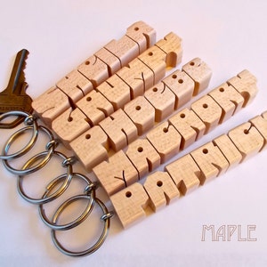 Custom Maple Wood Name Keychain, Carved to Order image 8