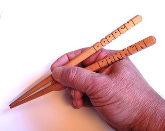 Maple Wood Name Chopsticks, Custom Personalized, Carved to Order
