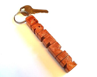 Sapele Wood Name Keychain, Custom Carved to Order