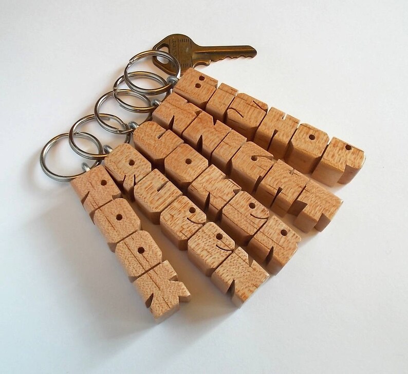 Custom Maple Wood Name Keychain, Carved to Order image 9
