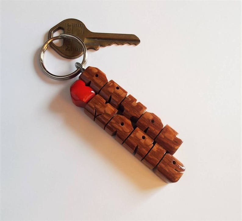 Leopardwood 2-Liner Keychain, Names Custom Carved to Order image 6