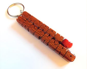 Leopardwood 2-Liner Keychain, Names Custom Carved to Order