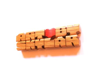 Name 2-Liner Refrigerator Magnet in Oak Wood, Custom Carved to Order