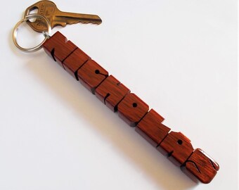 Custom Bloodwood Name Keychain, Carved to Order