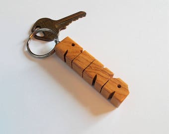 Custom Olive Wood Name Keychain, Carved to Order