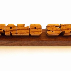 Small Desk Name, Zebrano and Walnut Woods, Custom Carved to Order image 5