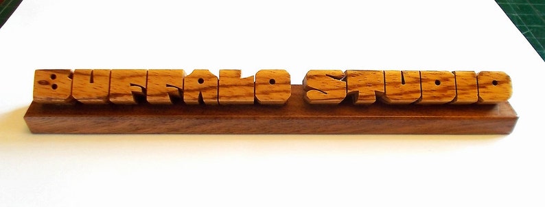 Small Desk Name, Zebrano and Walnut Woods, Custom Carved to Order image 5