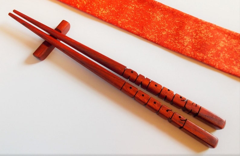 Name Chopsticks in Paduak Wood Personalized Custom Carved to Etsy