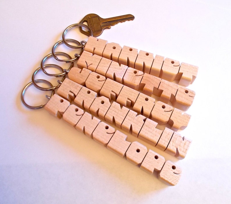 Custom Maple Wood Name Keychain, Carved to Order image 3