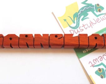 Name Refrigerator Magnet in Paduak Wood, Custom Carved to Order