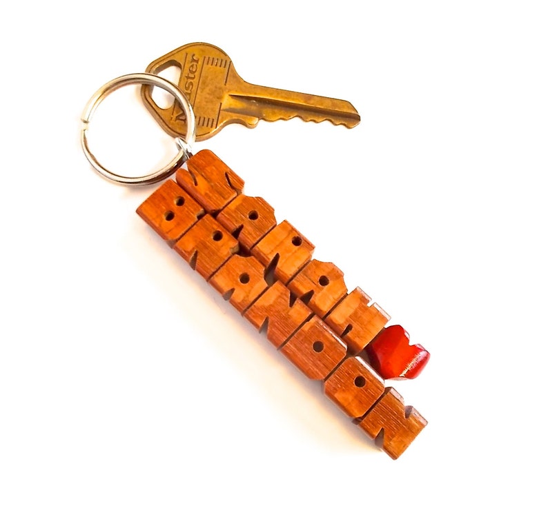 Leopardwood 2-Liner Keychain, Names Custom Carved to Order image 5