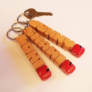 Teacher's Apple Name Keychain in Cherry Wood, Custom Carved to Order image 9