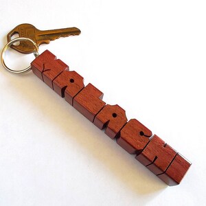 Custom Purpleheart Wood Name Keychain, Carved to Order image 8