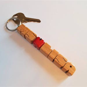 Teacher's Apple Name Keychain in Cherry Wood, Custom Carved to Order image 2