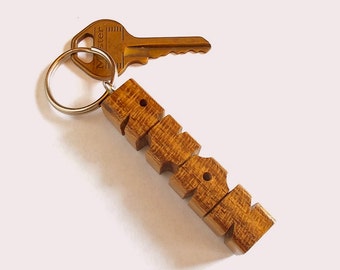 Lauro Preto Wood Name Keychain, Custom Carved to Order