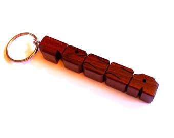 Ipé Wood Name Keychain, Custom Carved to Order
