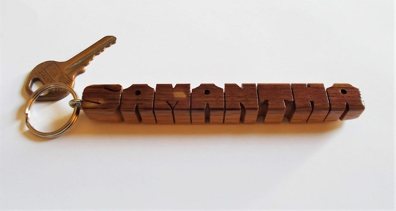 Custom Napa Wine Barrel Oak Stave Name Keychain, Recycled Wood, Carved to Order image 6