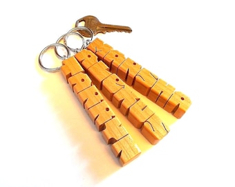 Special for 3 or more Custom Carved Wood Name Keychains