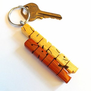 Pau Amarello and Paduak Woods 2-Liner Keychain, Custom Carved to Order image 4