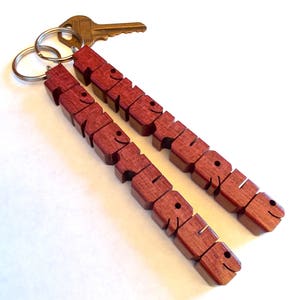 Custom Purpleheart Wood Name Keychain, Carved to Order image 9