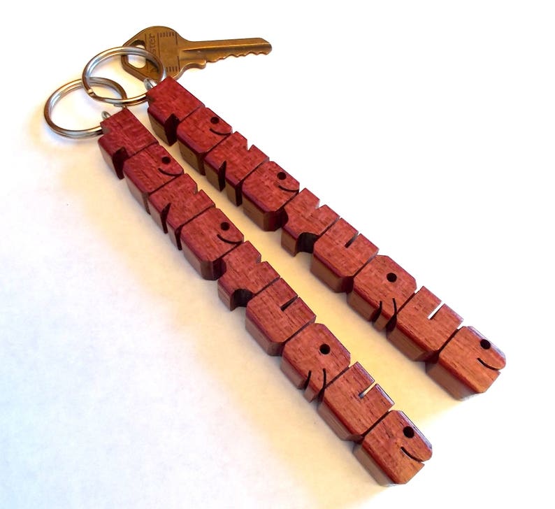 Custom Purpleheart Wood Name Keychain, Carved to Order image 9