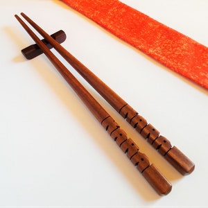 Name Chopsticks in Cocobolo Rosewood, Personalized , Custom Carved to Order image 5