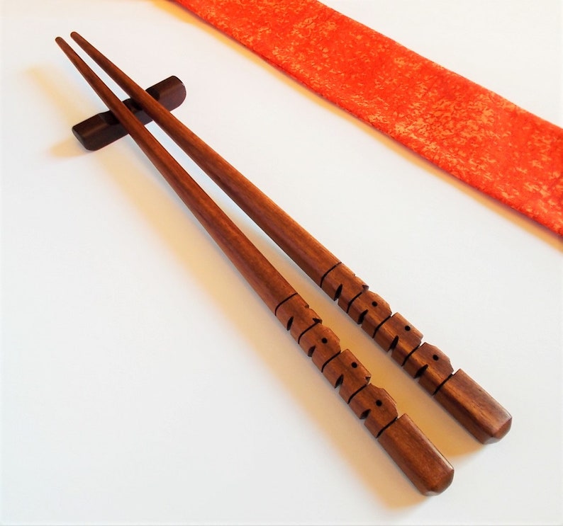 Name Chopsticks in Cocobolo Rosewood, Personalized , Custom Carved to Order image 5