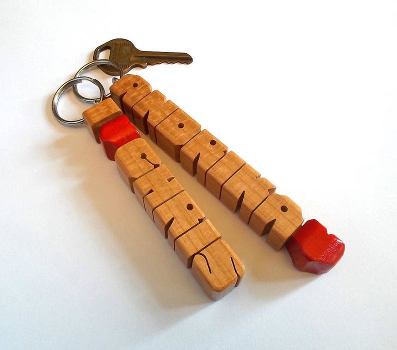 Cherry Wood Name Keychain Custom Carved to Order Etsy