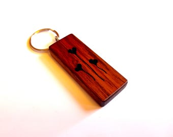 Walnut Wood, HeartStrings Key Fob / Keychain