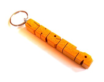 Pau Amarello Wood (Yellowheart) Name Keychain, Custom Carved to Order