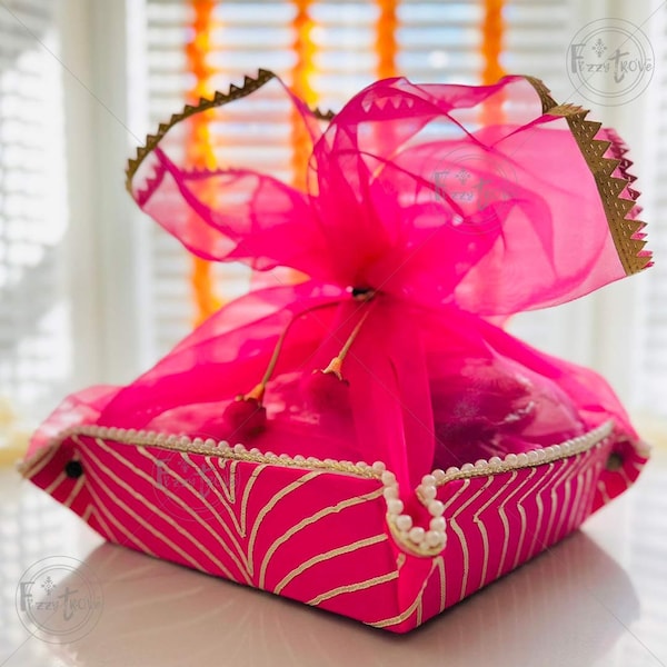Faltbarer Potli Korb | Mithai Korb | Hochzeitskorb | Indische Hochzeit Gunst | Nikaah| Indische Süßigkeiten Box | Traditioneller Geschenkkorb