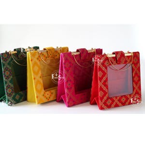 Foldable Brocade Gift Purse| Mithai Bag| Diwali Gift Hamper| Indian Wedding welcome bag |Nikah Gift Bag | Silk Purse| Indian Wedding Hamper