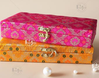 Set of 2 Gold Mirror Tealight Holders| Brocade Box & Diya Sold Separately | Traditional|Diwali Gift| Home Decor|Diwali Gift Box |Puja Gift |