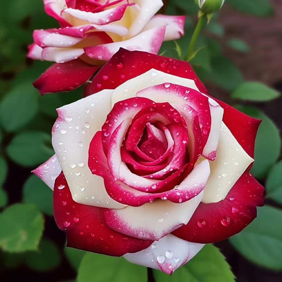 thumbnail image 2 of 100 Osiria Rose Seeds - Rare Red & White Bicolor Garden Flowers - China Rose 2 of 6
