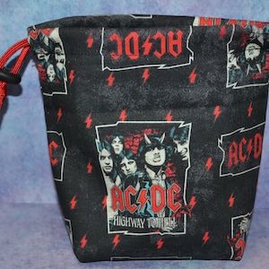 Rock/Metal Band Electric Cloth Drawstring Dice Bag Made with Licensed AC/DC Fabric--Two Patterns to Choose From!
