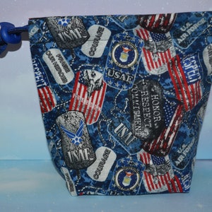 Military US Air Force Dog Tags Cloth Drawstring Bag Made With Licensed Fabric for Dice/Bolt Action