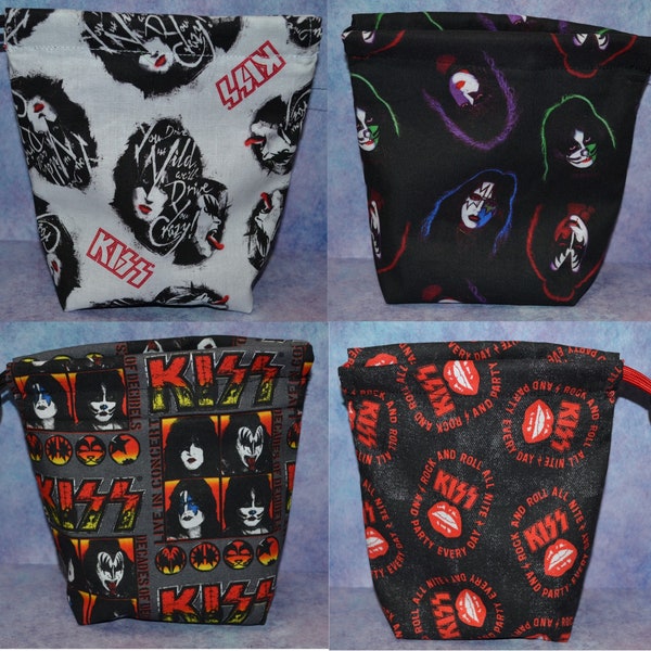 Rock/Metal Band Party Cloth Drawstring Dice Bag Made With Licensed KISS Fabric--Four Patterns to Choose From!
