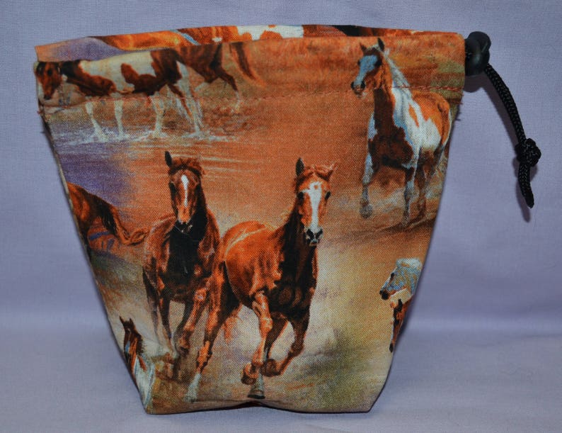Wild Horses Mustang Drawstring Cloth Dice Bag for Wild West ExodusRPGD/&DWarhammer 40kX-wingDestiny